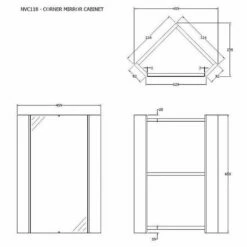Nuie Mayford Corner Mirrored Bathroom Cabinet 650mm H X 459mm W - White