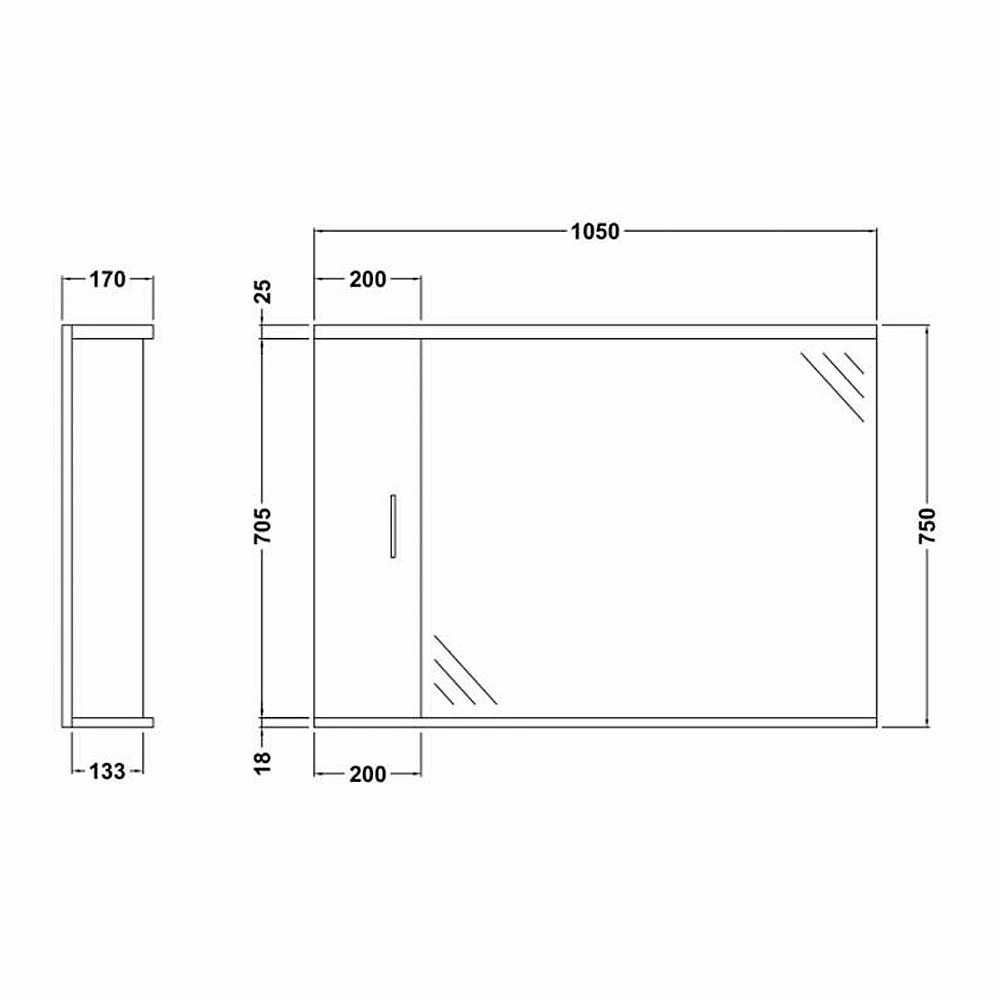 Nuie Mayford Mirrored Bathroom Cabinet 750mm H X 1050mm W White - Left Handed 4 Nuie Mayford Mirrored Bathroom Cabinet 750mm H X 1050mm W White - Left Handed - Image 2