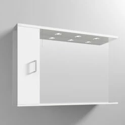 Nuie Mayford Mirrored Bathroom Cabinet 750mm H X 1200mm W White - Left Handed