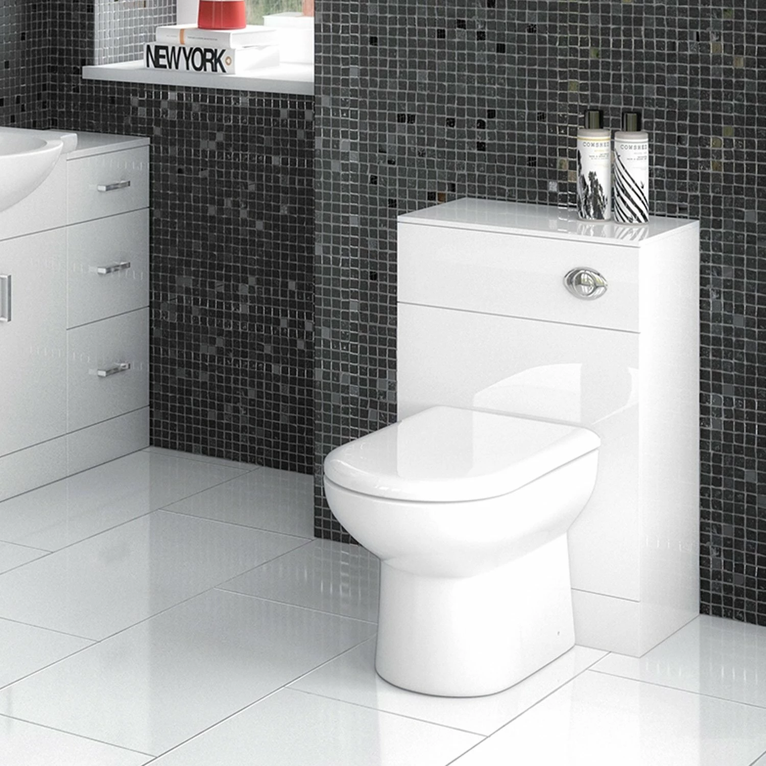Nuie Mayford Back To Wall WC Toilet Unit 600mm Wide X 300mm Deep - Gloss White 7 Nuie Mayford Back To Wall WC Toilet Unit 600mm Wide X 300mm Deep - Gloss White - Image 5