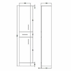 Nuie Mayford Tall Boy Unit 350mm Wide X 330mm Deep - Gloss White