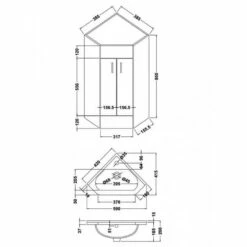 Nuie Mayford Floor Standing Corner 2-Door Vanity Unit With Basin 550mm Wide - Gloss White 11 Nuie Mayford Floor Standing Corner 2-Door Vanity Unit With Basin 550mm Wide - Gloss White -HEATANDPLUMB Sales nuie mayford vanity unit nvc180a 4