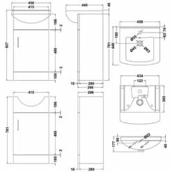 Nuie Mayford Floor Standing 1-Door Vanity Unit With Square Basin 450mm Wide - White -HEATANDPLUMB Sales nuie mayford vanity unit vtm450 1 1