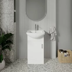 Nuie Mayford Floor Standing 1-Door Vanity Unit With Square Basin 450mm Wide - White -HEATANDPLUMB Sales nuie mayford vanity unit vtm450 2