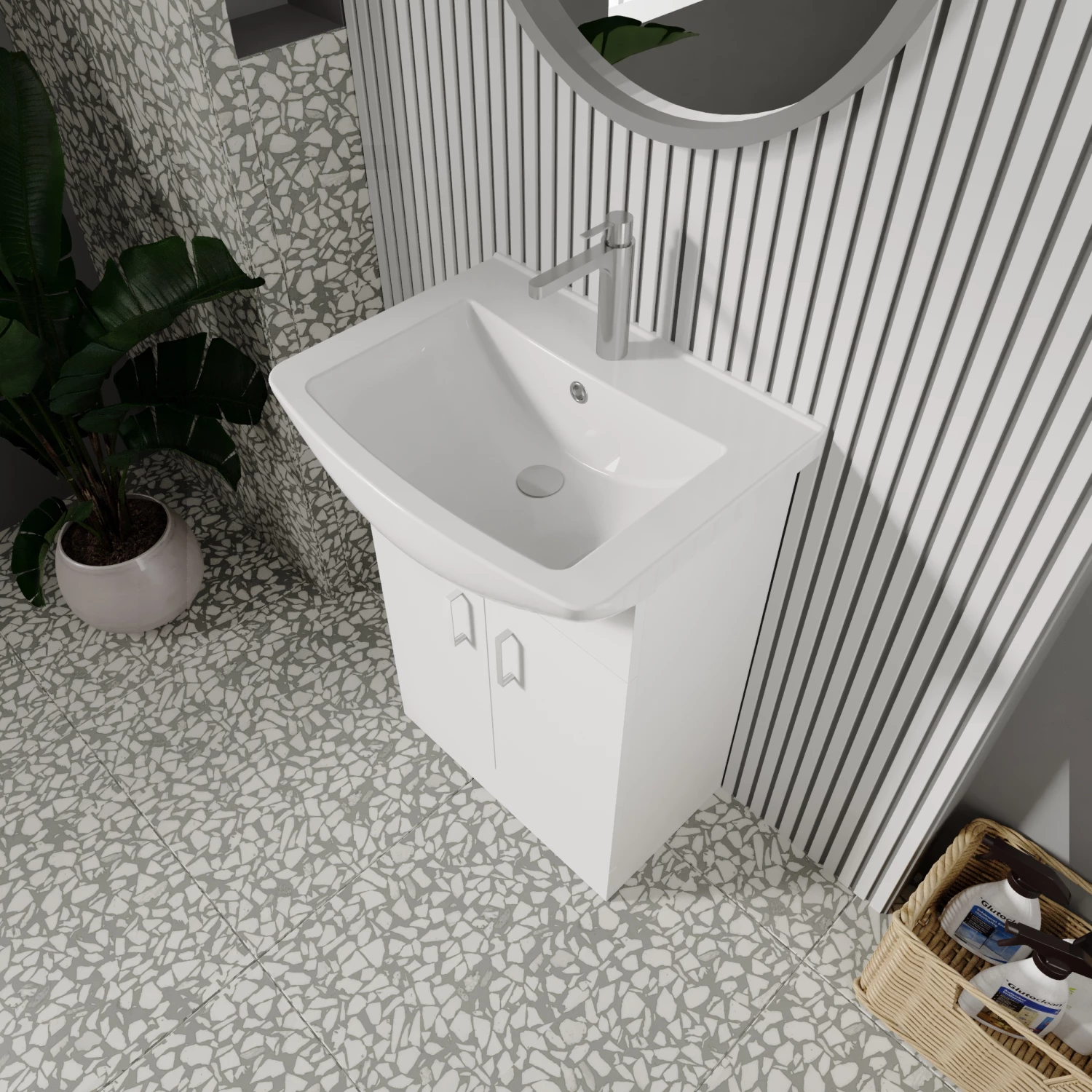 Nuie Mayford Floor Standing 2-Door Vanity Unit With Square Basin 550mm Wide - White 6 Nuie Mayford Floor Standing 2-Door Vanity Unit With Square Basin 550mm Wide - White - Image 4