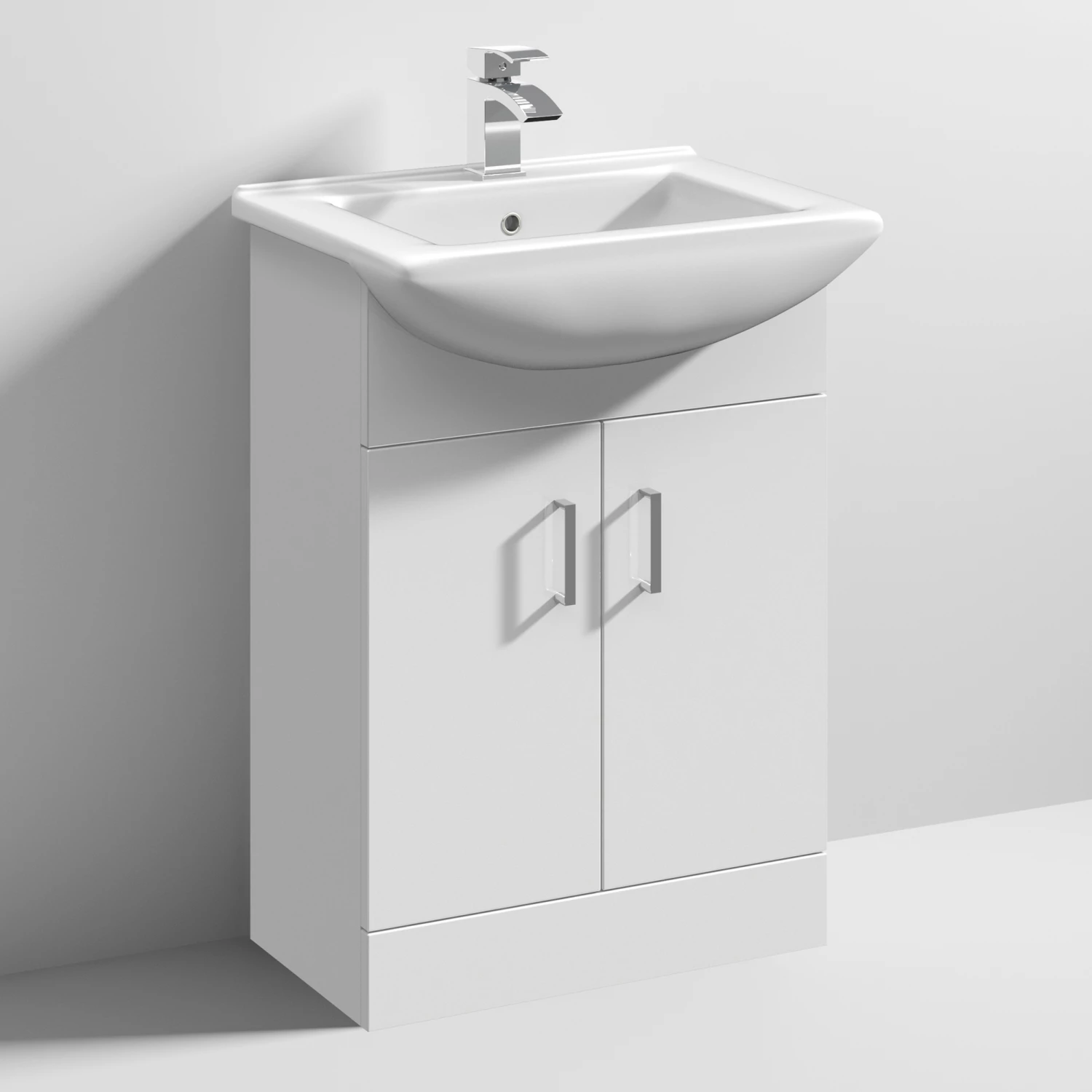 Nuie Mayford Floor Standing 2-Door Vanity Unit With Square Basin 550mm Wide - White 5 Nuie Mayford Floor Standing 2-Door Vanity Unit With Square Basin 550mm Wide - White - Image 3