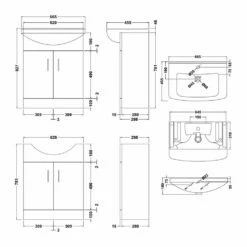 Nuie Mayford Floor Standing 2-Door Vanity Unit With Square Basin 650mm Wide - White 12 Nuie Mayford Floor Standing 2-Door Vanity Unit With Square Basin 650mm Wide - White -HEATANDPLUMB Sales nuie mayford vanity unit vtm650 1 1