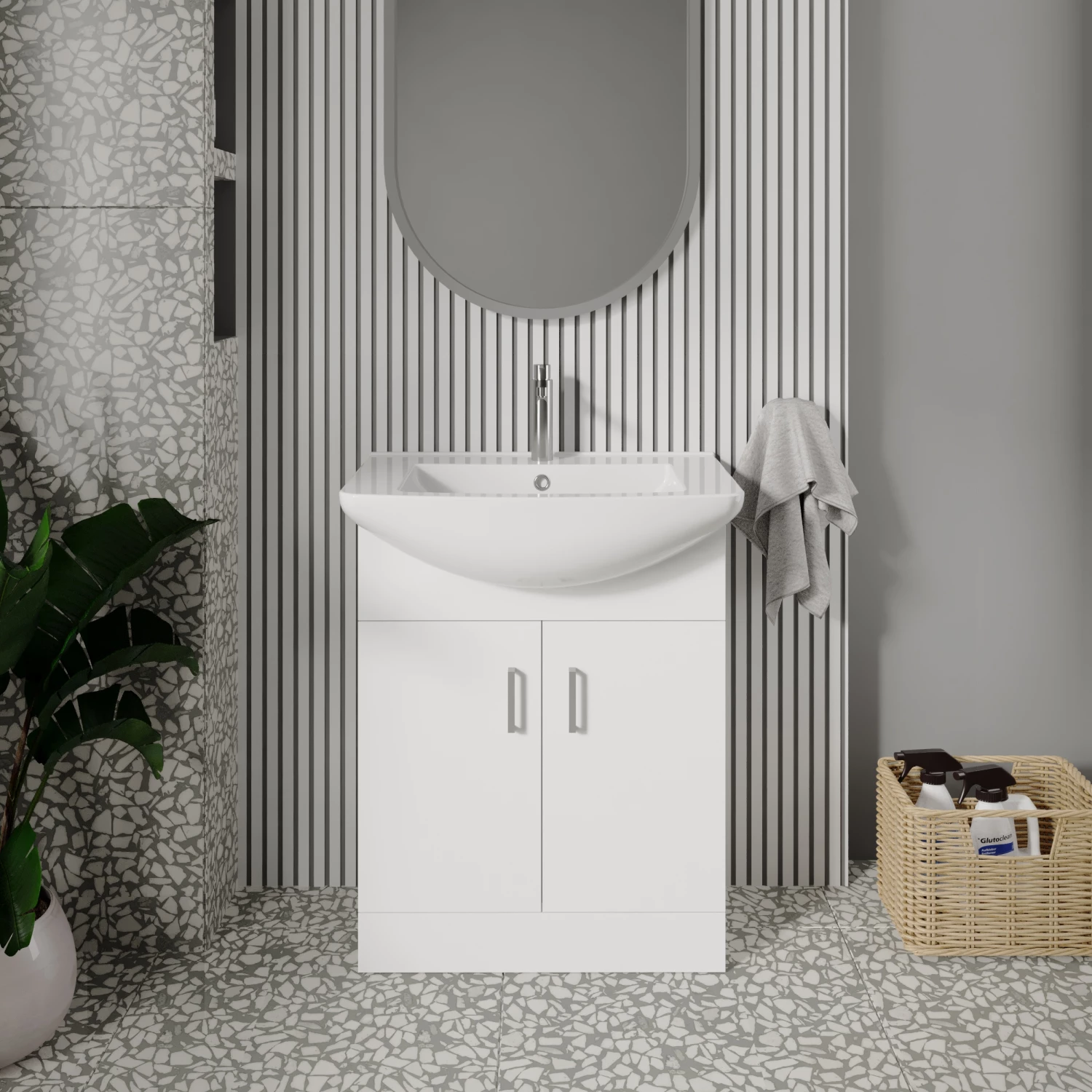 Nuie Mayford Floor Standing 2-Door Vanity Unit With Square Basin 650mm Wide - White 4 Nuie Mayford Floor Standing 2-Door Vanity Unit With Square Basin 650mm Wide - White - Image 2