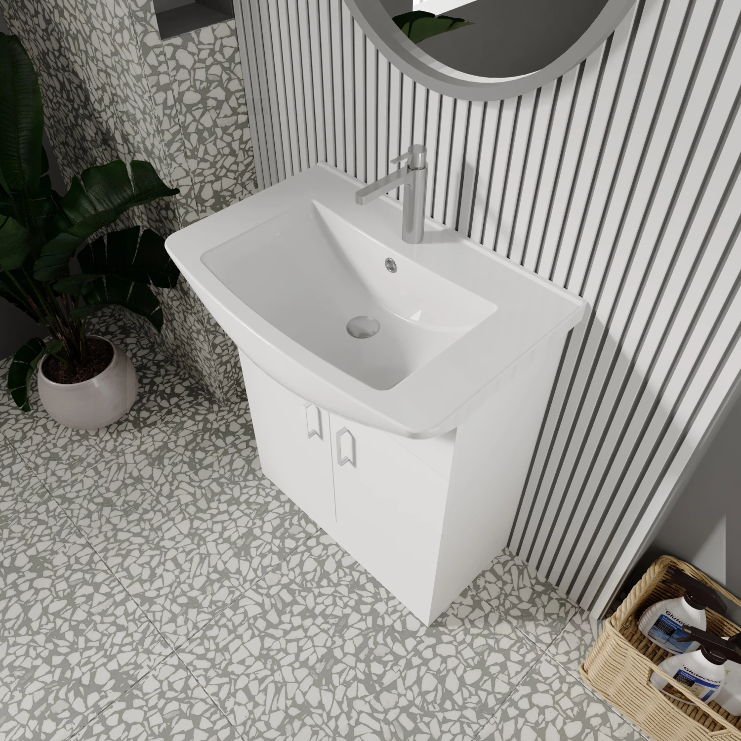 Nuie Mayford Floor Standing 2-Door Vanity Unit With Square Basin 650mm Wide - White 6 Nuie Mayford Floor Standing 2-Door Vanity Unit With Square Basin 650mm Wide - White - Image 4