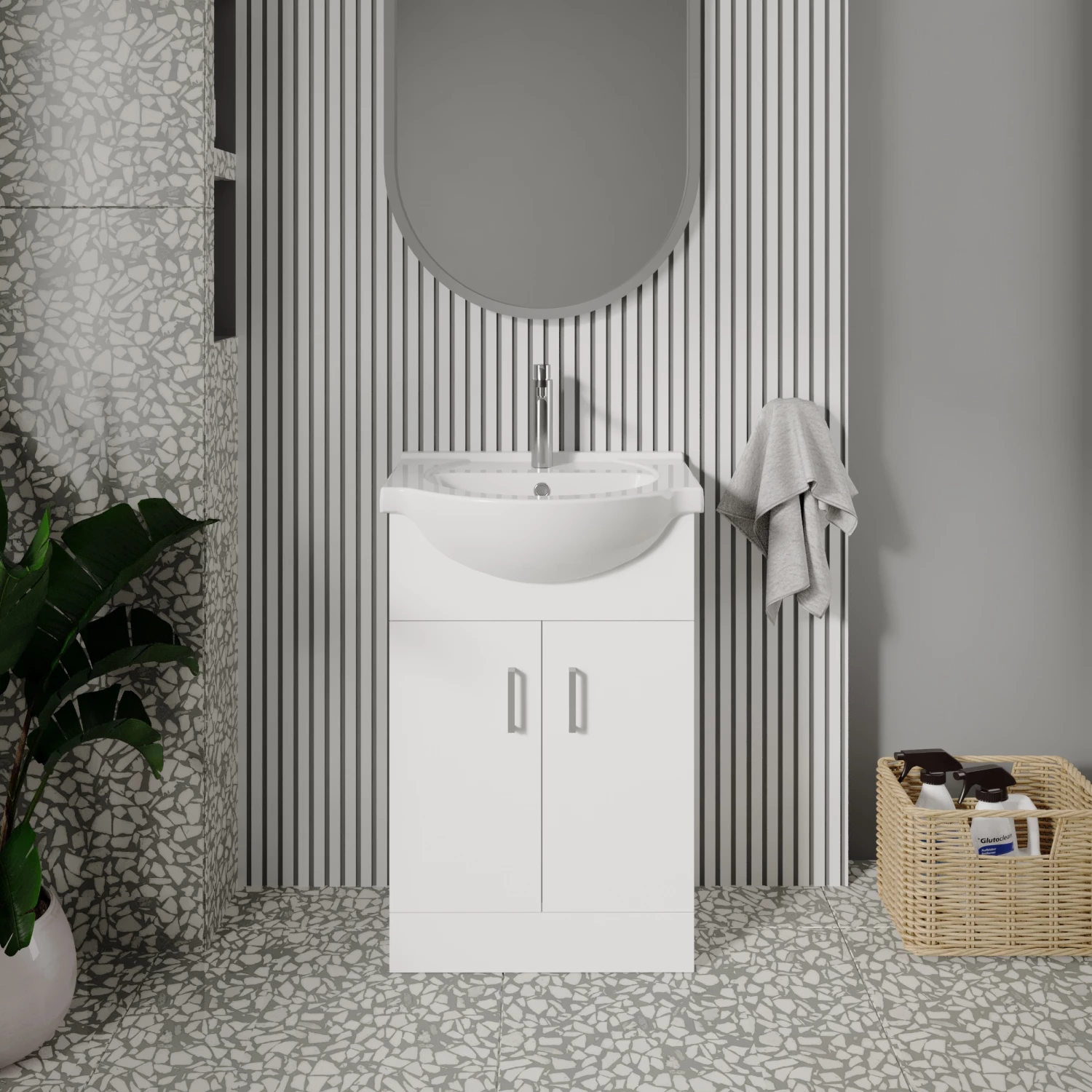 Nuie Mayford Floor Standing 2-Door Vanity Unit With Round Basin 550mm Wide - White 5 Nuie Mayford Floor Standing 2-Door Vanity Unit With Round Basin 550mm Wide - White - Image 3