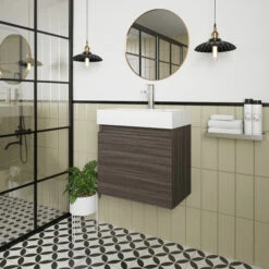 Nuie Merit Wall Hung 1-Door Vanity Unit With Slimline Basin 500mm Wide - Anthracite Woodgrain 15 Nuie Merit Wall Hung 1-Door Vanity Unit With Slimline Basin 500mm Wide - Anthracite Woodgrain -HEATANDPLUMB Sales nuie merit vanity unit mer014 4