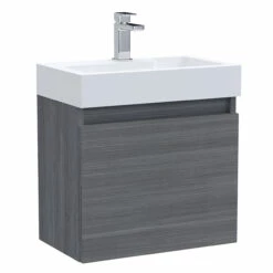 Nuie Merit Wall Hung 1-Door Vanity Unit With Slimline Basin 500mm Wide - Anthracite Woodgrain 13 Nuie Merit Wall Hung 1-Door Vanity Unit With Slimline Basin 500mm Wide - Anthracite Woodgrain -HEATANDPLUMB Sales nuie merit vanity unit mer014 6