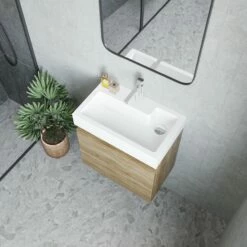 Nuie Merit Wall Hung 1-Door Vanity Unit With Slimline Basin 500mm Wide - Blush Pink 14 Nuie Merit Wall Hung 1-Door Vanity Unit With Slimline Basin 500mm Wide - Blush Pink -HEATANDPLUMB Sales nuie merit vanity unit mer024 5 1