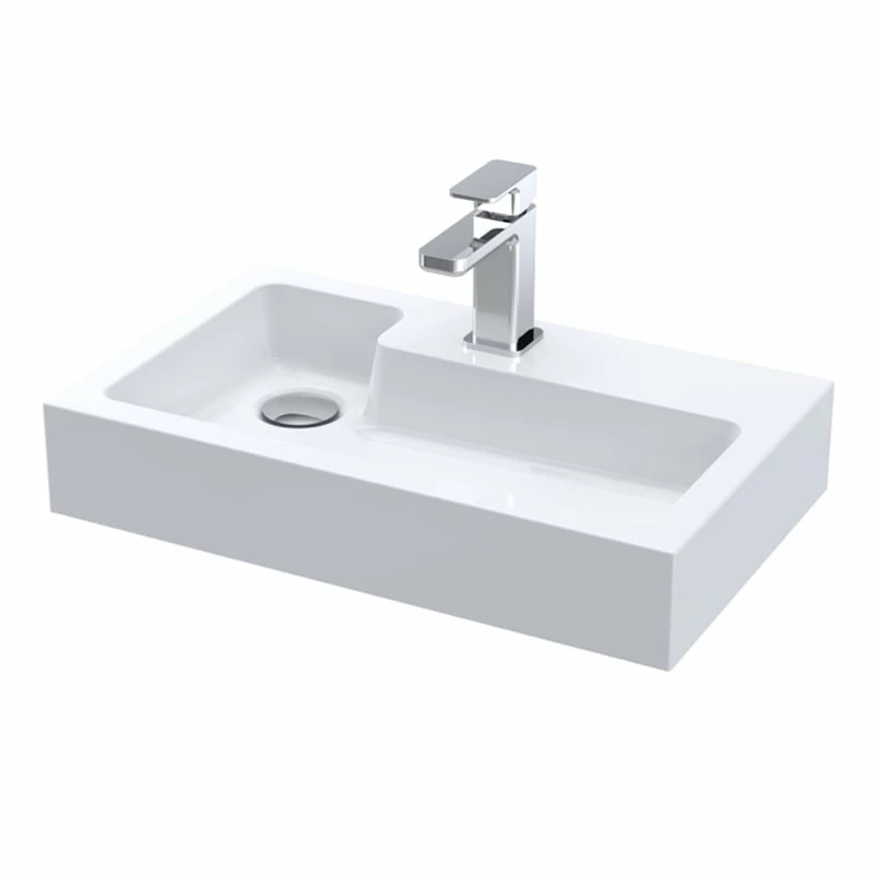 Nuie Merit Wall Hung 1-Door Vanity Unit With Slimline Basin 500mm Wide - Anthracite Woodgrain 6 Nuie Merit Wall Hung 1-Door Vanity Unit With Slimline Basin 500mm Wide - Anthracite Woodgrain - Image 4