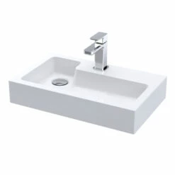 Nuie Merit Wall Hung 1-Door Vanity Unit With Slimline Basin 500mm Wide - Charcoal Black Woodgrain -HEATANDPLUMB Sales nuie merit vanity unit mer024 6