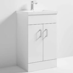 Nuie Eden Floor Standing 2-Door Vanity Unit With Basin-1 500mm Wide - Gloss White -HEATANDPLUMB Sales nuie new vanity unit vtmw500e 1