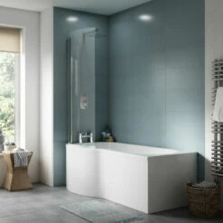 Nuie P-Shaped Shower Bath 1500mm X 700mm/850mm - Left Handed
