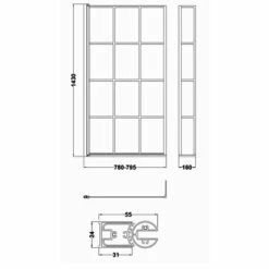 Nuie Pacific Square Matt Black Framed Bath Screen With Fixed Return Panel 1430mm H X 795mm W - 6mm Glass 9 Nuie Pacific Square Matt Black Framed Bath Screen With Fixed Return Panel 1430mm H X 795mm W - 6mm Glass -HEATANDPLUMB Sales nuie pacific bath screen nsbs7bf 1 1