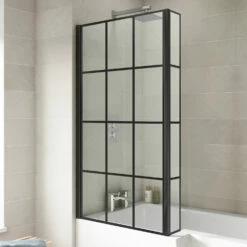 Nuie Pacific Square Matt Black Framed Bath Screen With Fixed Return Panel 1430mm H X 795mm W - 6mm Glass 8 Nuie Pacific Square Matt Black Framed Bath Screen With Fixed Return Panel 1430mm H X 795mm W - 6mm Glass -HEATANDPLUMB Sales nuie pacific bath screen nsbs7bf 1