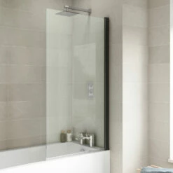 Nuie Pacific Matt Black Profile Hinged Bath Screen 1430mm H X 790mm W - 6mm Glass 8 Nuie Pacific Matt Black Profile Hinged Bath Screen 1430mm H X 790mm W - 6mm Glass -HEATANDPLUMB Sales nuie pacific bath screen nss6bp 1
