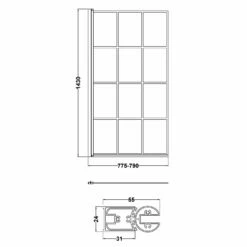 Nuie Pacific Square Matt Black Framed Bath Screen 1430mm H X 790mm W - 6mm Glass -HEATANDPLUMB Sales nuie pacific framed bath screen nssqbf 2