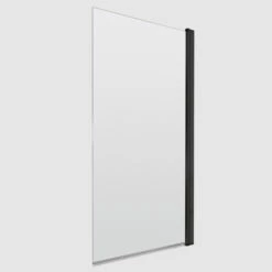 Nuie Pacific Matt Black Profile Hinged Bath Screen 1430mm H X 790mm W - 6mm Glass