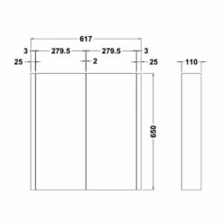 Nuie Parade 2-Door Mirrored Cabinet 600mm Wide - Gloss Grey