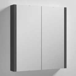 Nuie Parade 2-Door Mirrored Cabinet 600mm Wide - Gloss Grey -HEATANDPLUMB Sales nuie parade bathroom cabinet nvm913 2 2