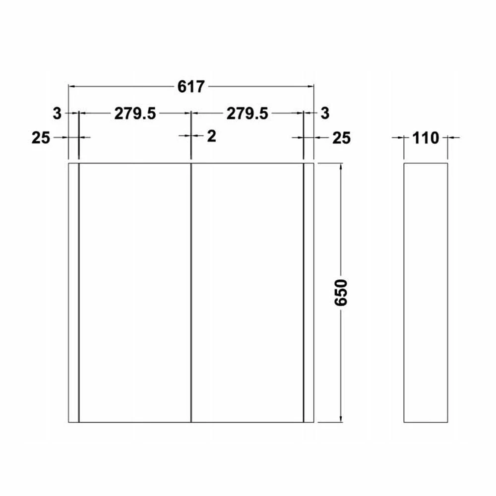 Nuie Parade 2-Door Mirrored Cabinet 600mm Wide - Gloss Grey Mist 4 Nuie Parade 2-Door Mirrored Cabinet 600mm Wide - Gloss Grey Mist - Image 2