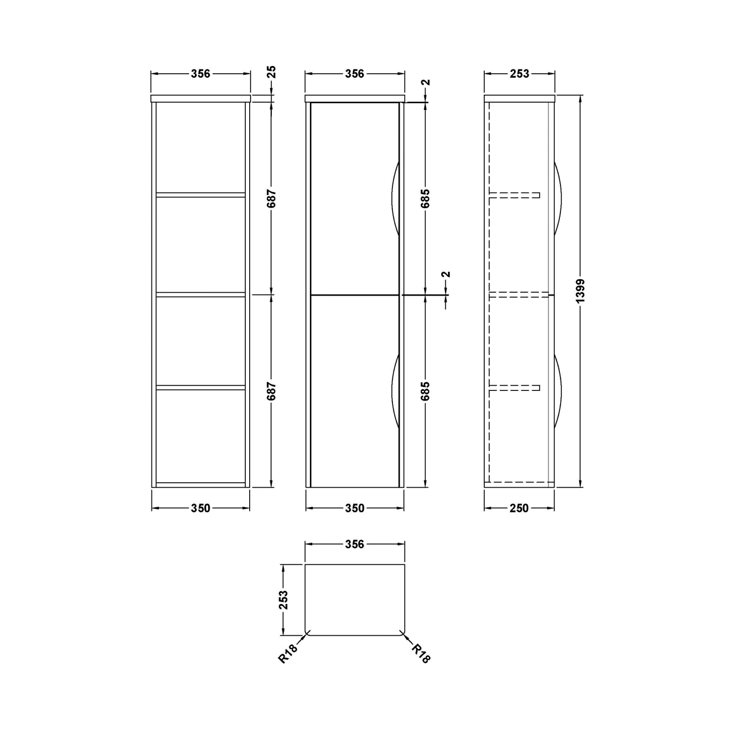 Nuie Parade Tall Wall Mounted Cupboard Unit 350mm Wide - Satin Green 4 Nuie Parade Tall Wall Mounted Cupboard Unit 350mm Wide - Satin Green - Image 2