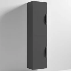 Nuie Parade Tall Wall Mounted Cupboard Unit 350mm Wide - Gloss Grey -HEATANDPLUMB Sales nuie parade bathroom furniture pmp963 2
