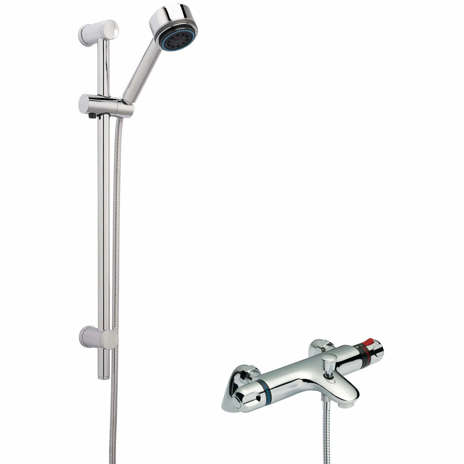 Nuie Reef Thermostatic Bath Shower Mixer With Multi Function Slider Rail Kit - Chrome 4 Nuie Reef Thermostatic Bath Shower Mixer With Multi Function Slider Rail Kit - Chrome - Image 2