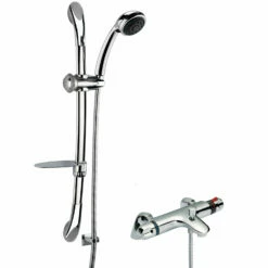 Nuie Reef Thermostatic Bath Shower Mixer With Luxury Curved Slider Rail Kit - Chrome