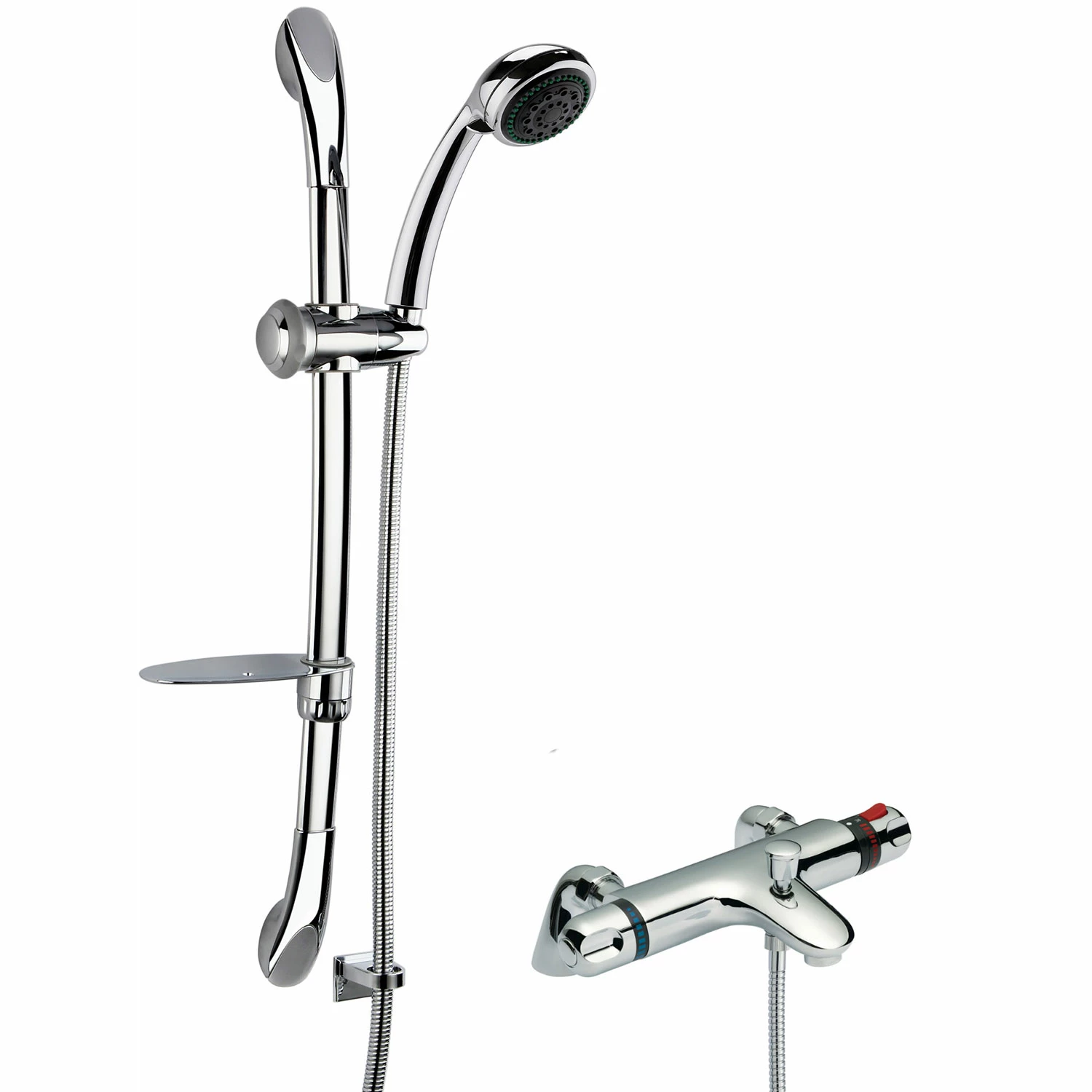 Nuie Reef Thermostatic Bath Shower Mixer With Luxury Curved Slider Rail Kit - Chrome 3 Nuie Reef Thermostatic Bath Shower Mixer With Luxury Curved Slider Rail Kit - Chrome