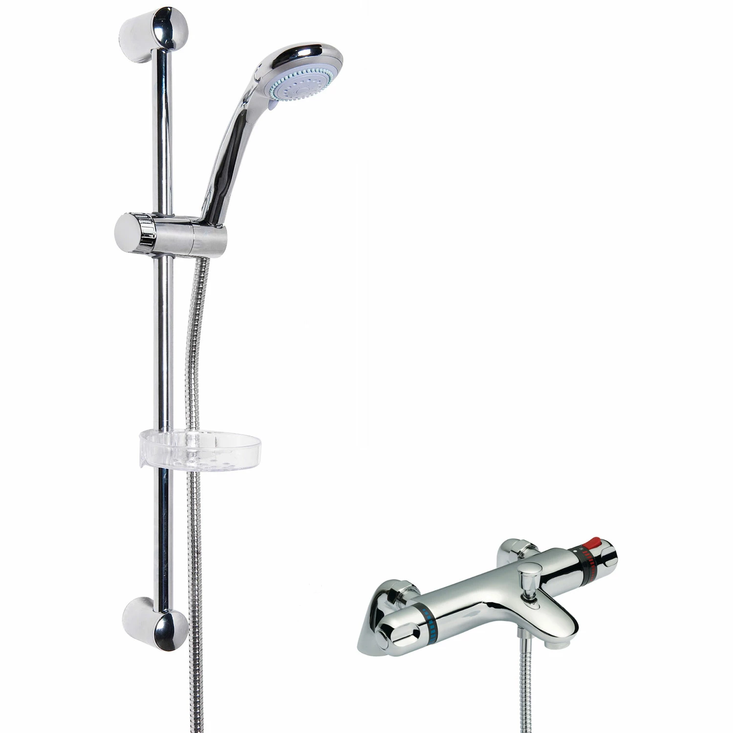 Nuie Reef Thermostatic Bath Shower Mixer With Classic Multi Function Slider Rail Kit - Chrome 4 Nuie Reef Thermostatic Bath Shower Mixer With Classic Multi Function Slider Rail Kit - Chrome - Image 2