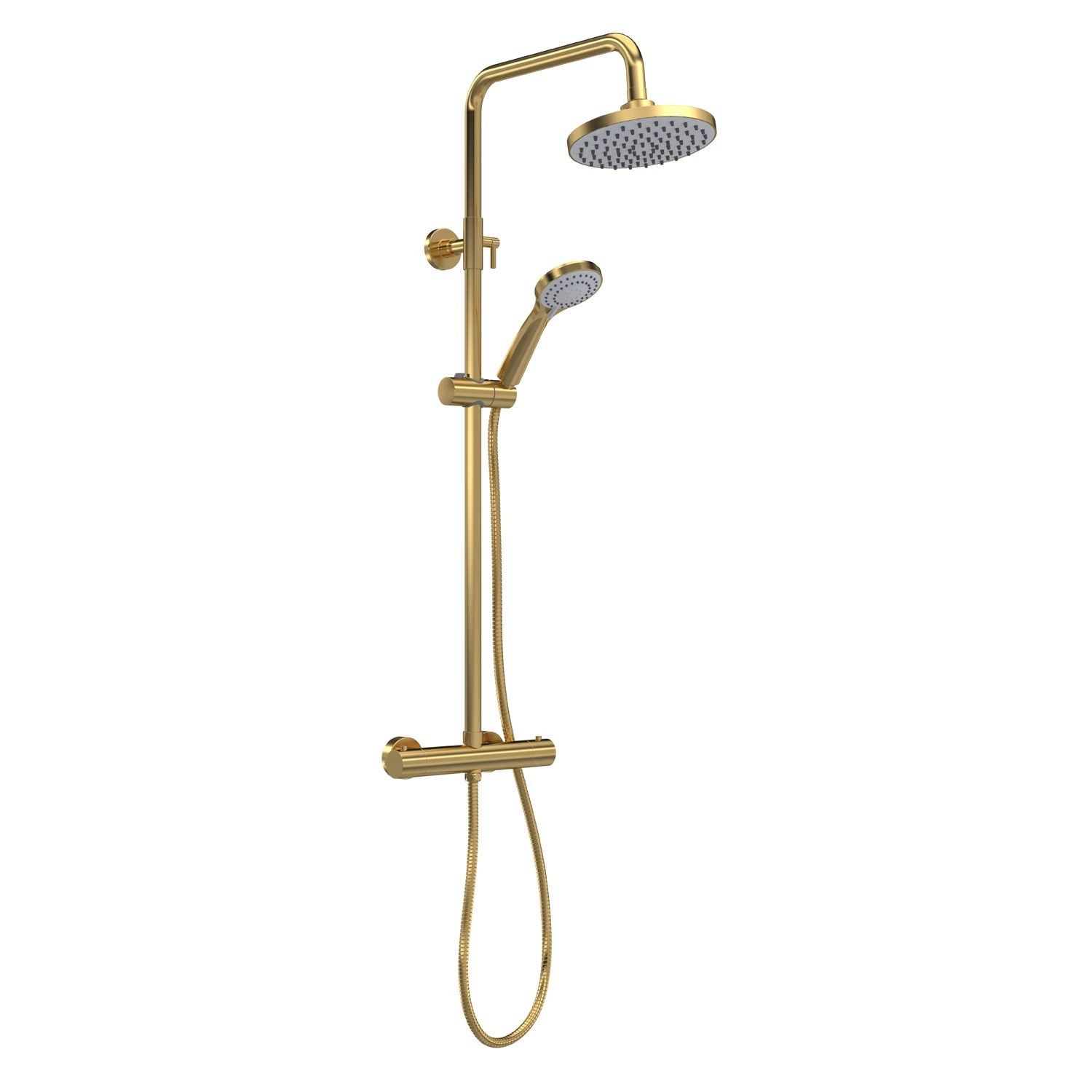 Nuie Arvan Round Thermostatic Bar Mixer Shower With Shower Kit And Fixed Head - Brushed Brass 4 Nuie Arvan Round Thermostatic Bar Mixer Shower With Shower Kit And Fixed Head - Brushed Brass - Image 2