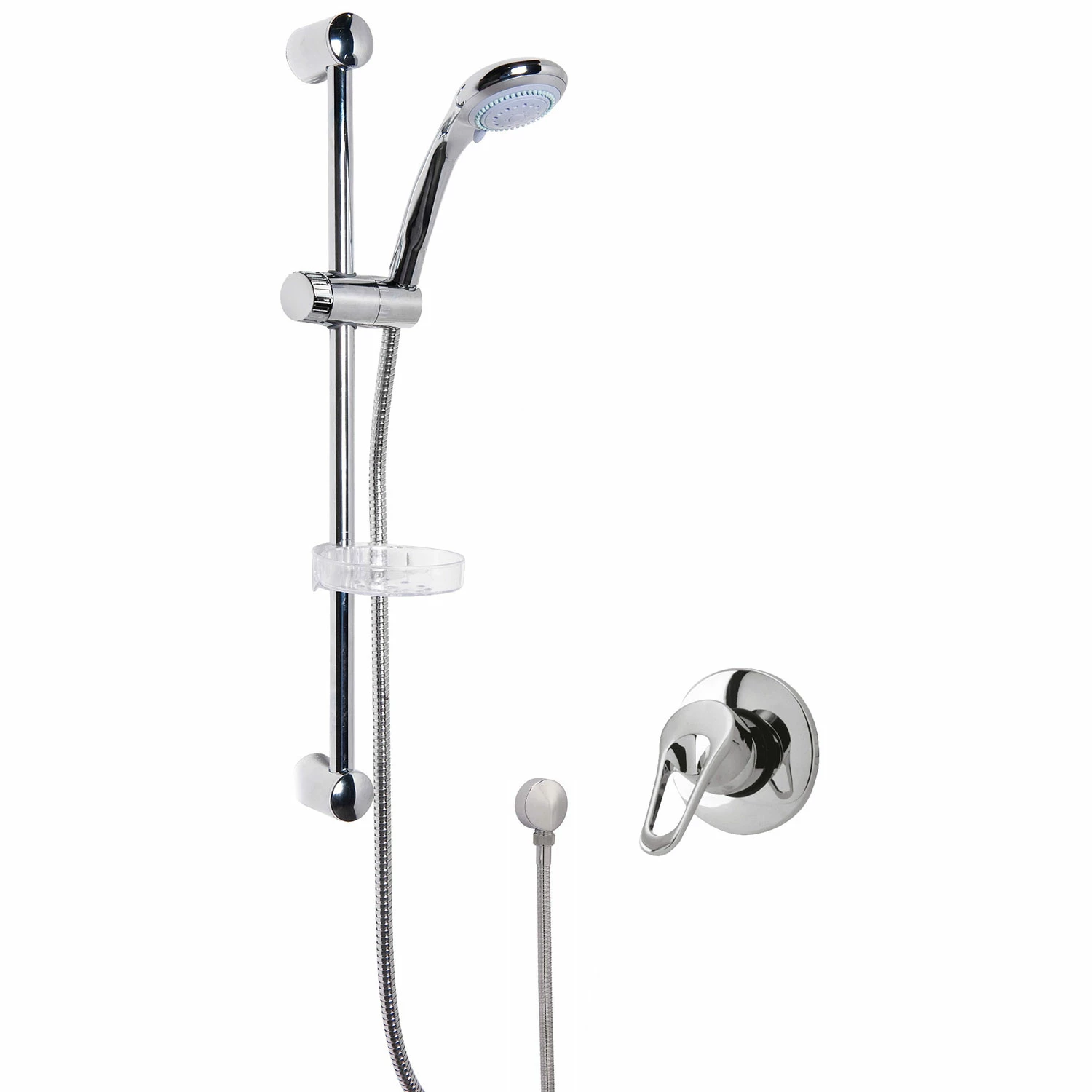 Nuie Round Manual Concealed Shower Valve With Slider Rail Kit - Chrome 4 Nuie Round Manual Concealed Shower Valve With Slider Rail Kit - Chrome - Image 2