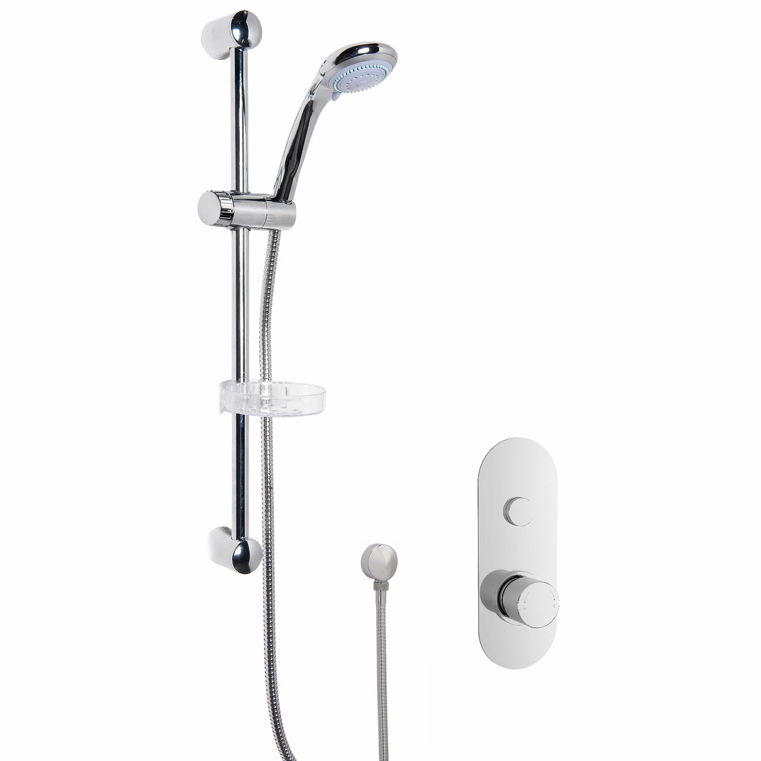 Nuie Round Thermostatic Concealed Push Button Shower Valve With Slider Rail Kit - Chrome 4 Nuie Round Thermostatic Concealed Push Button Shower Valve With Slider Rail Kit - Chrome - Image 2