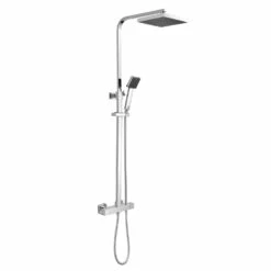 Nuie Square Bar Mixer Shower With Shower Kit And Fixed Head - Chrome