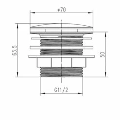 Nuie Push Button Bath Waste Excluding Overflow - Chrome