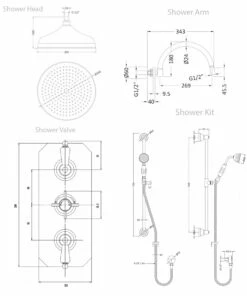 Nuie Traditional Triple Concealed Shower Valve With Slide Rail Kit And Fixed Shower Head - Chrome -HEATANDPLUMB Sales nuie traditional complete mixer shower hapkcs24 3