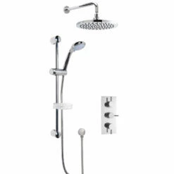 Nuie Triple Round Thermostatic Concealed Complete Mixer Shower - Chrome