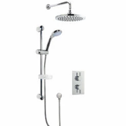 Nuie Twin Round Thermostatic Concealed Complete Mixer Shower With Diverter - Chrome