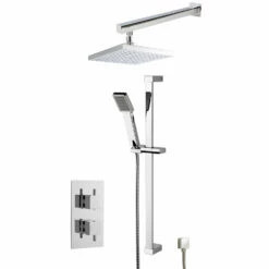 Nuie Twin Square Thermostatic Concealed Complete Mixer Shower With Diverter - Chrome