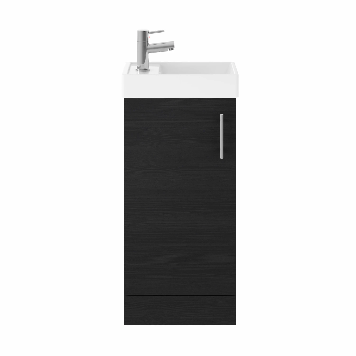 Nuie Vault Floor Standing 1-Door Vanity Unit With Basin 400mm Wide - Charcoal Black Woodgrain 3 Nuie Vault Floor Standing 1-Door Vanity Unit With Basin 400mm Wide - Charcoal Black Woodgrain