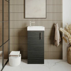 Nuie Vault Floor Standing 1-Door Vanity Unit With Basin 400mm Wide - Charcoal Black Woodgrain 10 Nuie Vault Floor Standing 1-Door Vanity Unit With Basin 400mm Wide - Charcoal Black Woodgrain -HEATANDPLUMB Sales nuie vault vanity unit min004