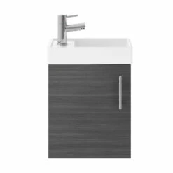 Nuie Vault Wall Hung 1-Door Vanity Unit With Basin 400mm Wide - Anthracite Woodgrain 13 Nuie Vault Wall Hung 1-Door Vanity Unit With Basin 400mm Wide - Anthracite Woodgrain -HEATANDPLUMB Sales nuie vault vanity unit min009 3