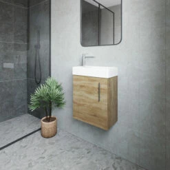 Nuie Vault Wall Hung 1-Door Vanity Unit With Basin 400mm Wide - Natural Oak 11 Nuie Vault Wall Hung 1-Door Vanity Unit With Basin 400mm Wide - Natural Oak -HEATANDPLUMB Sales nuie vault vanity unit min011 2