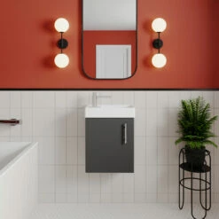 Nuie Vault Wall Hung 1-Door Vanity Unit With Basin 400mm Wide - Gloss Grey -HEATANDPLUMB Sales nuie vault vanity unit min013