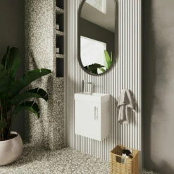 Nuie Vault Wall Hung 1-Door Vanity Unit With Basin 400mm Wide - Gloss White -HEATANDPLUMB Sales nuie vault vanity unit nvx182 1